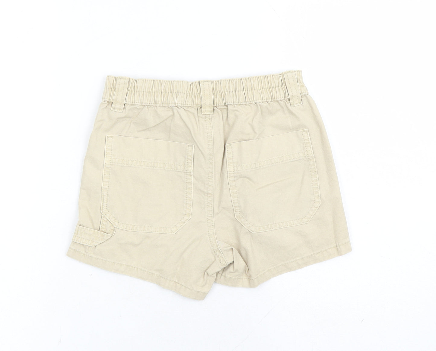 Marks and Spencer Boys Beige Cotton Chino Shorts Size 8-9 Years Regular Zip - Elasticated Waist Waist Size 22 Inches Inside Leg 3 Inches