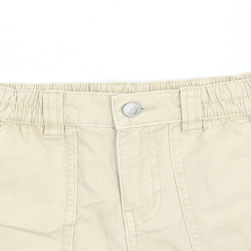 Marks and Spencer Boys Beige Cotton Chino Shorts Size 8-9 Years Regular Zip - Elasticated Waist Waist Size 22 Inches Inside Leg 3 Inches