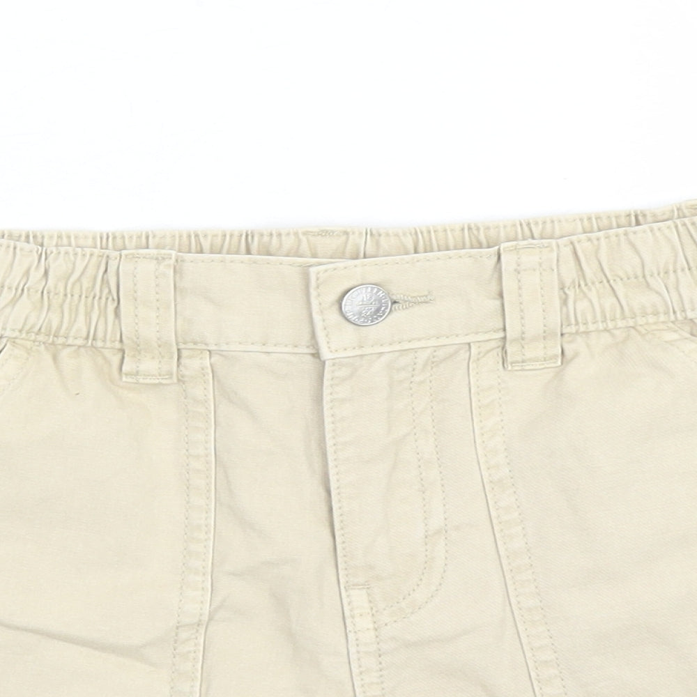 Marks and Spencer Boys Beige Cotton Chino Shorts Size 8-9 Years Regular Zip - Elasticated Waist Waist Size 22 Inches Inside Leg 3 Inches