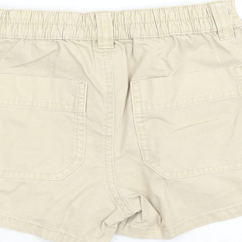 Marks and Spencer Boys Beige Cotton Chino Shorts Size 8-9 Years Regular Zip - Elasticated Waist Waist Size 22 Inches Inside Leg 3 Inches