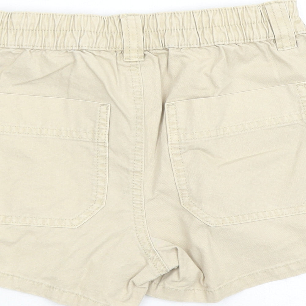 Marks and Spencer Boys Beige Cotton Chino Shorts Size 8-9 Years Regular Zip - Elasticated Waist Waist Size 22 Inches Inside Leg 3 Inches