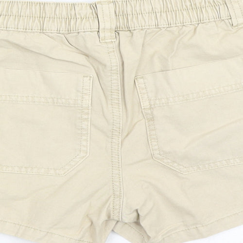 Marks and Spencer Boys Beige Cotton Chino Shorts Size 9-10 Years Regular Zip - Elasticated Waist Waist Size 22 Inches Inside Leg 3 Inches