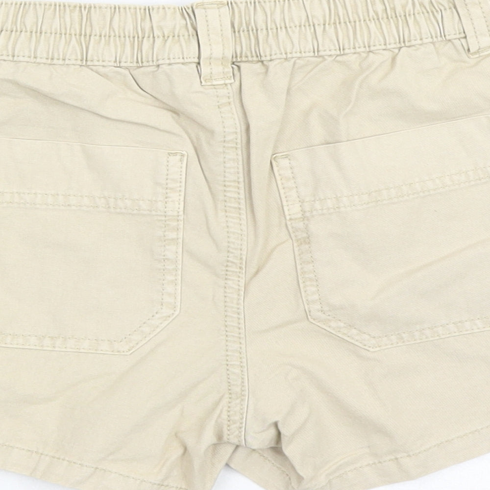 Marks and Spencer Boys Beige Cotton Chino Shorts Size 9-10 Years Regular Zip - Elasticated Waist Waist Size 22 Inches Inside Leg 3 Inches