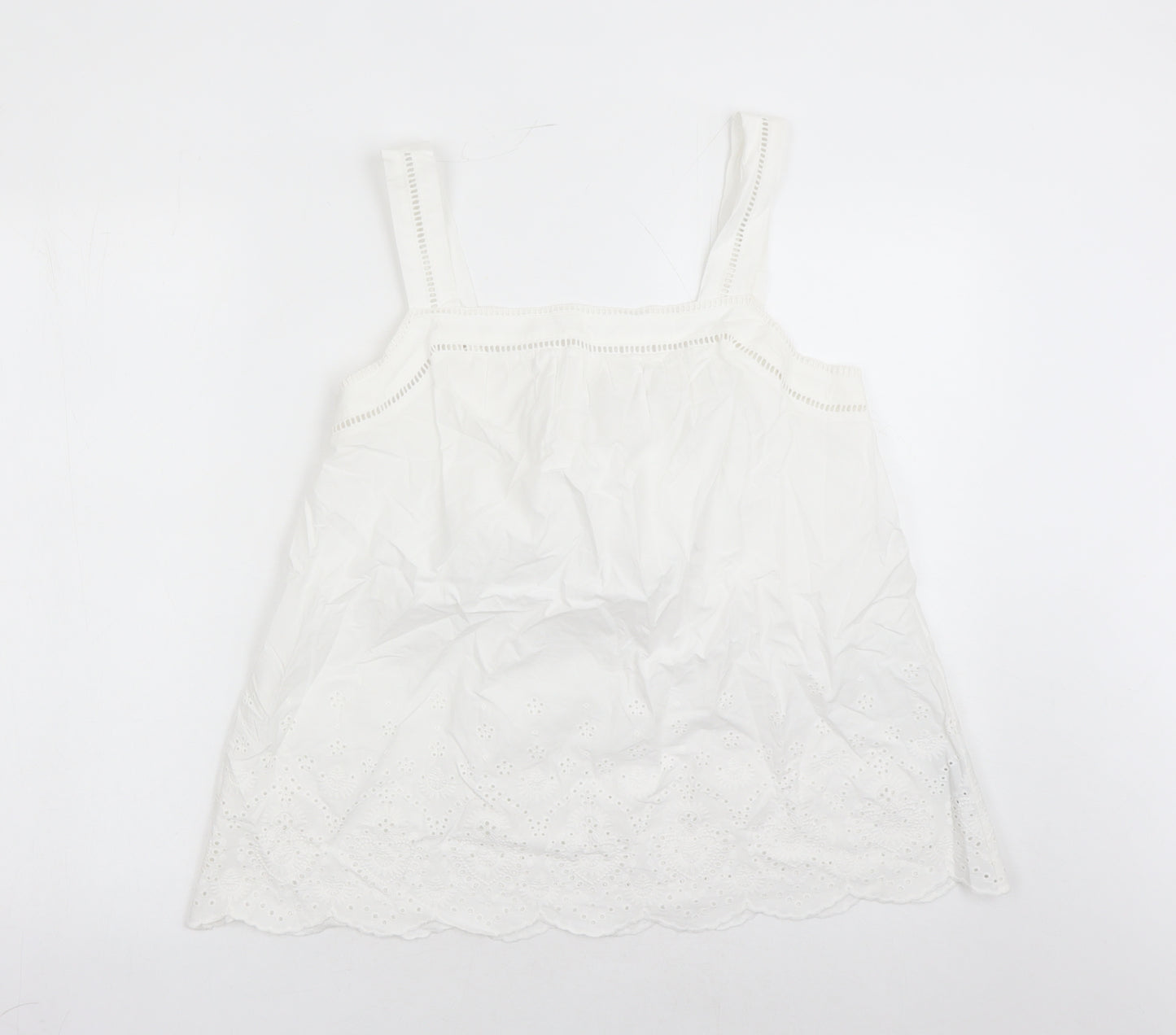 Marks and Spencer Womens White Cotton Camisole Tank Size 10 Square Neck