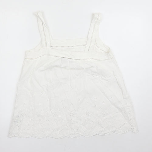 Marks and Spencer Womens White Cotton Camisole Tank Size 10 Square Neck