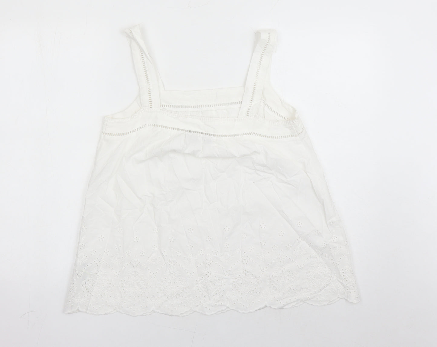Marks and Spencer Womens White Cotton Camisole Tank Size 10 Square Neck