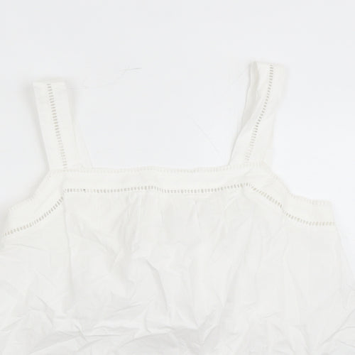 Marks and Spencer Womens White Cotton Camisole Tank Size 10 Square Neck