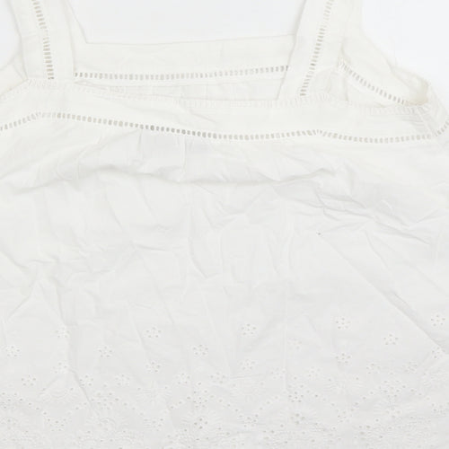 Marks and Spencer Womens White Cotton Camisole Tank Size 10 Square Neck