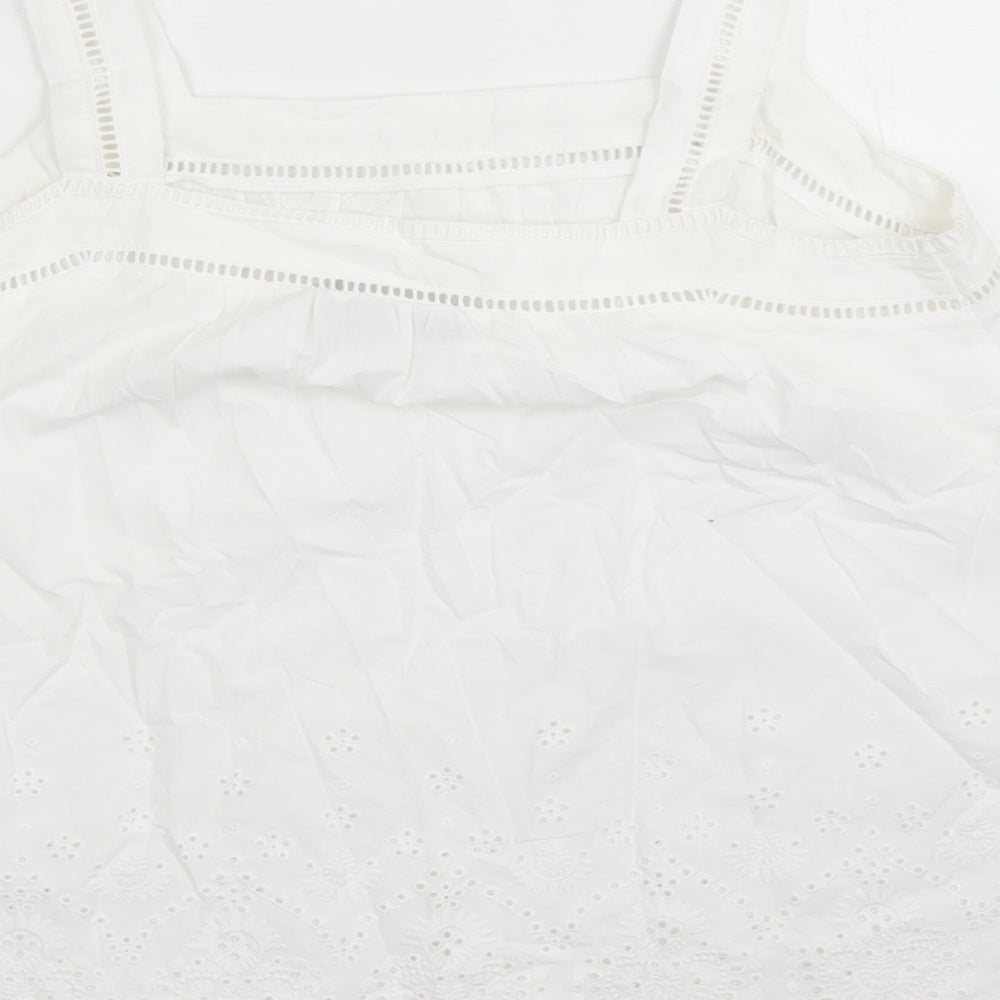 Marks and Spencer Womens White Cotton Camisole Tank Size 10 Square Neck