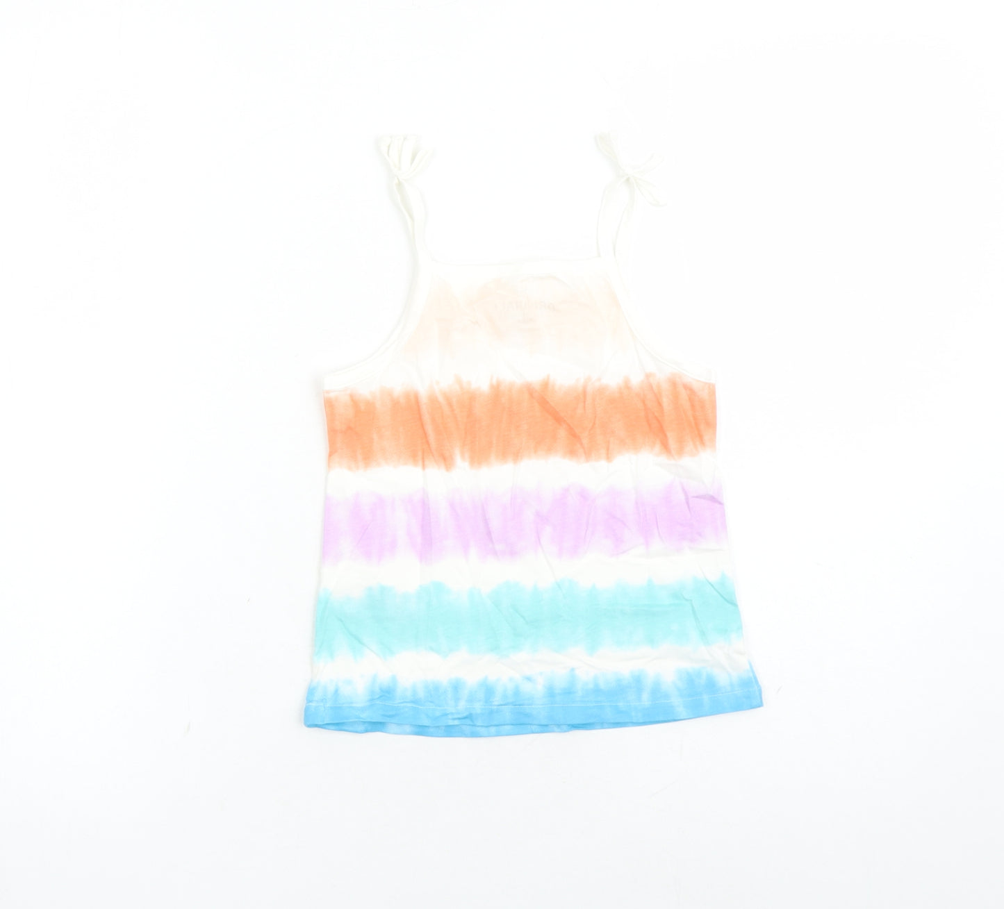 Marks and Spencer Girls Multicoloured Cotton Basic Tank Size 5-6 Years Square Neck Pullover - Tie Dye Effect