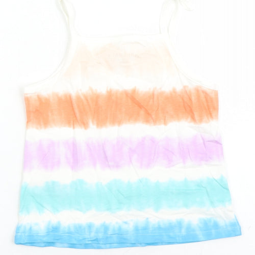 Marks and Spencer Girls Multicoloured Cotton Basic Tank Size 5-6 Years Square Neck Pullover - Tie Dye Effect