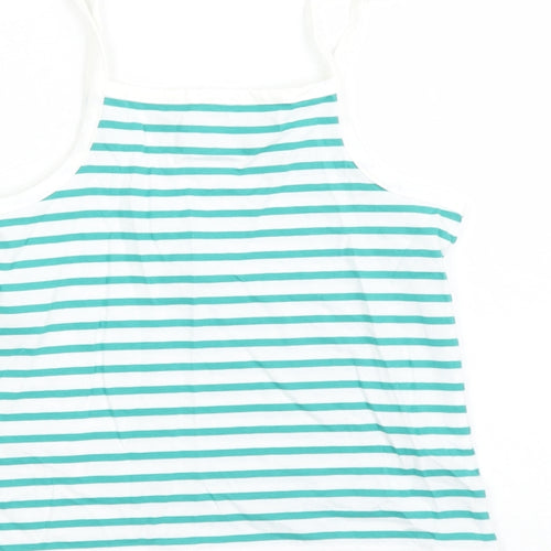 Marks and Spencer Girls White Striped Cotton Camisole Tank Size 5-6 Years Square Neck Pullover - Heart Detail