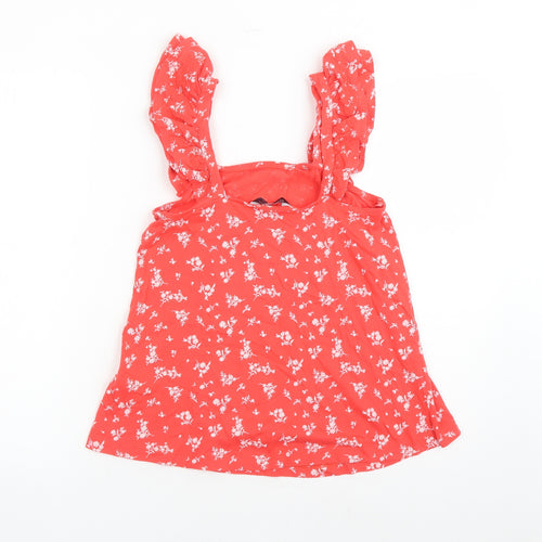 Marks and Spencer Womens Red Floral Cotton Camisole Tank Size 6 Square Neck