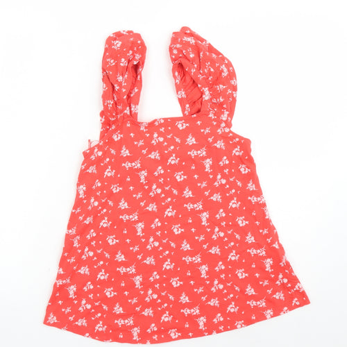 Marks and Spencer Womens Red Floral Cotton Camisole Tank Size 6 Square Neck