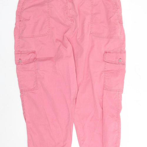 Marks and Spencer Womens Pink Lyocell Cargo Trousers Size 22 L26 in Regular Zip - Elasticated Waist