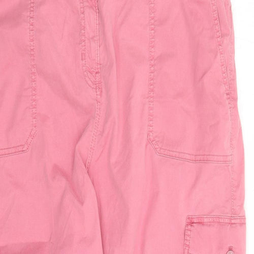 Marks and Spencer Womens Pink Lyocell Cargo Trousers Size 22 L26 in Regular Zip - Elasticated Waist