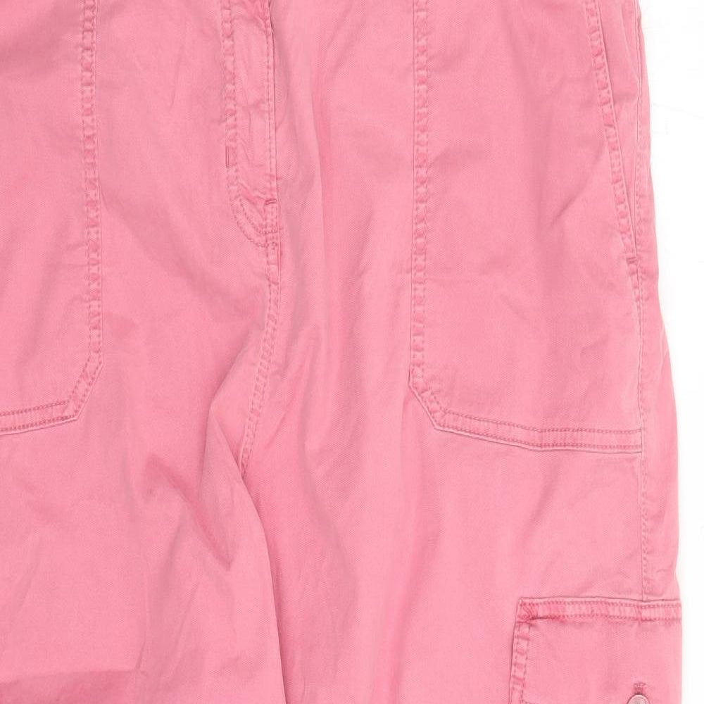 Marks and Spencer Womens Pink Lyocell Cargo Trousers Size 22 L26 in Regular Zip - Elasticated Waist