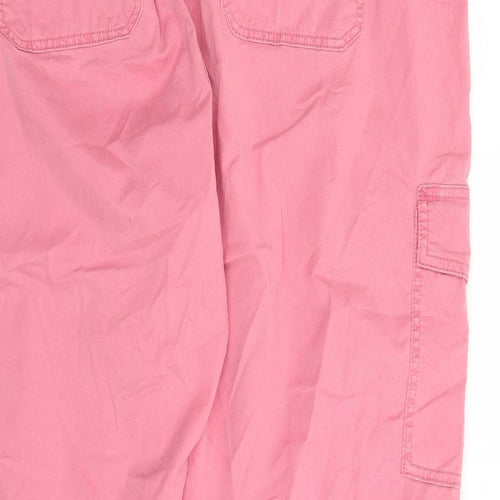 Marks and Spencer Womens Pink Lyocell Cargo Trousers Size 22 L26 in Regular Zip - Elasticated Waist