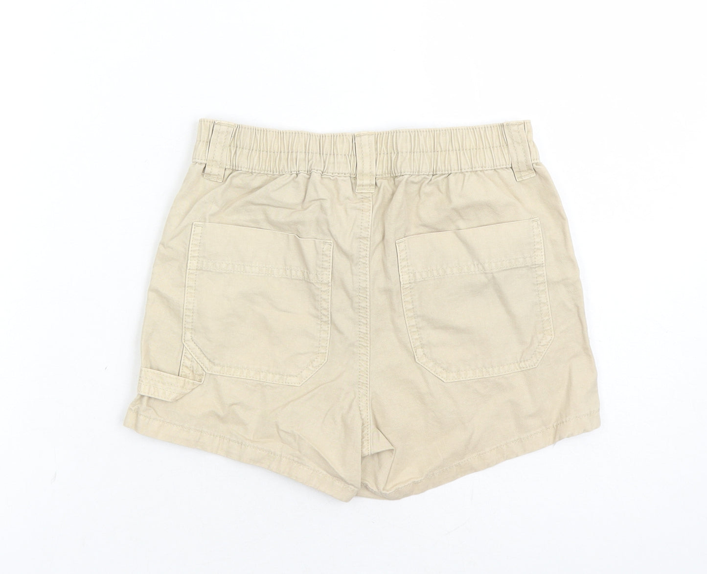 Marks and Spencer Boys Beige Cotton Chino Shorts Size 9-10 Years Regular Zip - Elasticated Waist Waist Size 22 Inches Inside Leg 3 Inches
