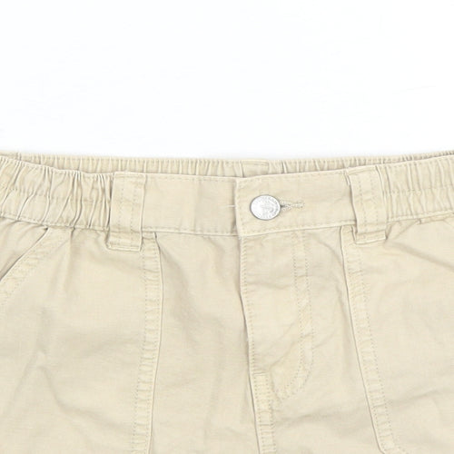 Marks and Spencer Boys Beige Cotton Chino Shorts Size 9-10 Years Regular Zip - Elasticated Waist Waist Size 22 Inches Inside Leg 3 Inches