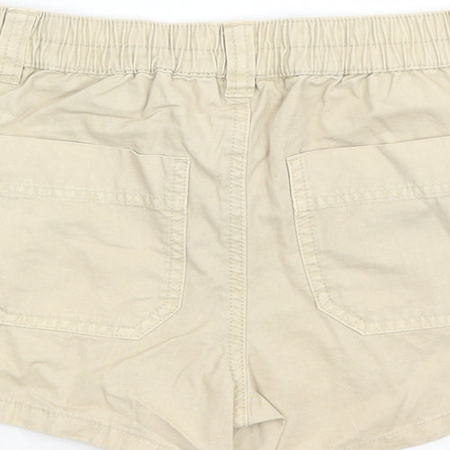 Marks and Spencer Boys Beige Cotton Chino Shorts Size 9-10 Years Regular Zip - Elasticated Waist Waist Size 22 Inches Inside Leg 3 Inches