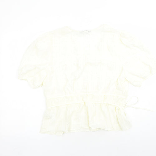 Marks and Spencer Womens Ivory Polyester Basic Blouse Size 14 V-Neck