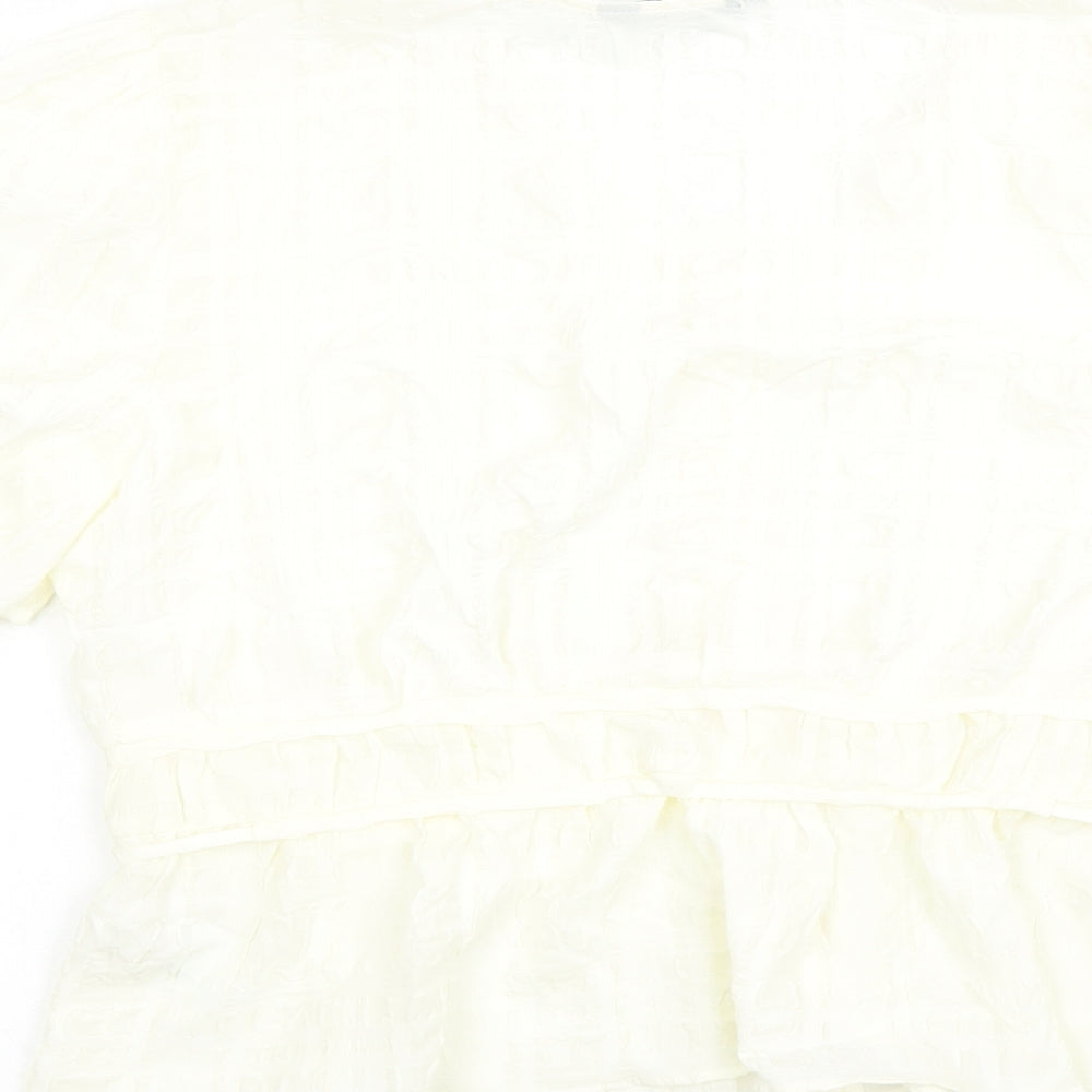 Marks and Spencer Womens Ivory Polyester Basic Blouse Size 14 V-Neck
