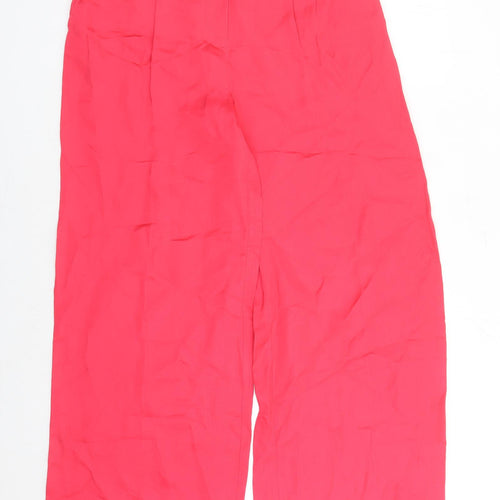 Autograph Womens Pink Viscose Trousers Size 10 L29 in Regular Zip