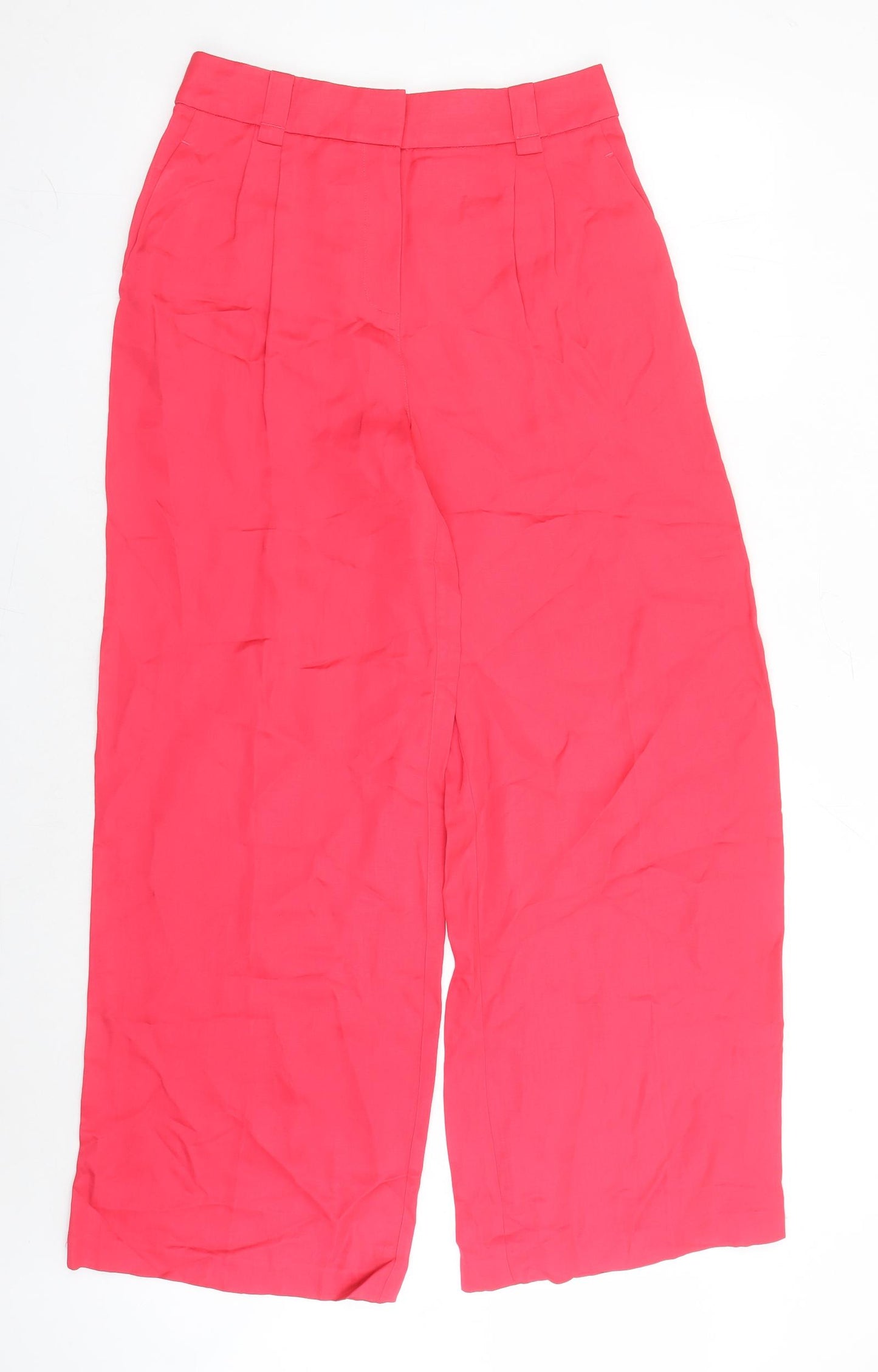 Autograph Womens Pink Viscose Trousers Size 10 L29 in Regular Zip