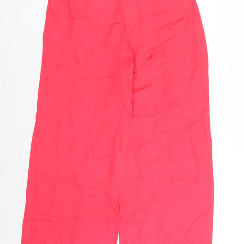 Autograph Womens Pink Viscose Trousers Size 10 L29 in Regular Zip