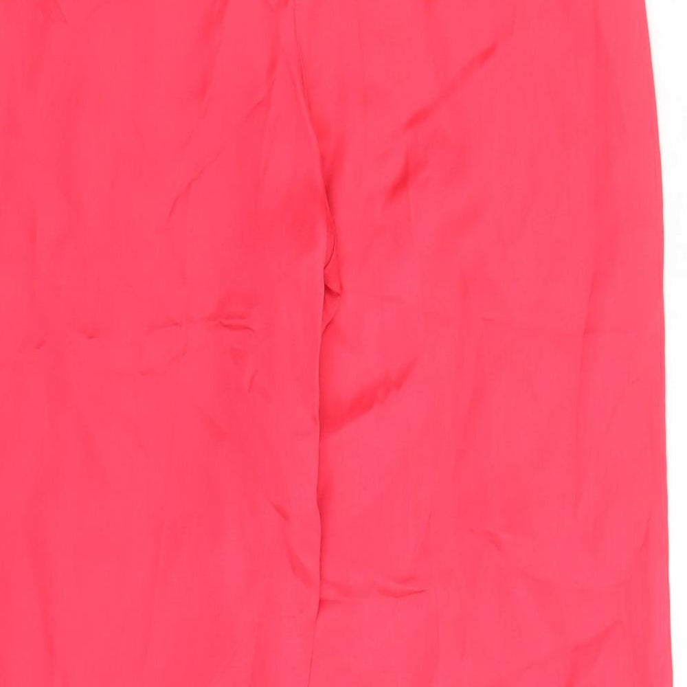 Autograph Womens Pink Viscose Trousers Size 10 L29 in Regular Zip