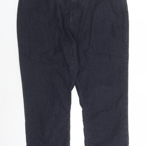 Per Una Womens Blue Cotton Cropped Jeans Size 14 L22 in Regular Zip - Belted