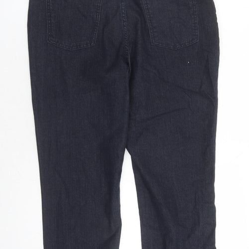 Per Una Womens Blue Cotton Cropped Jeans Size 14 L22 in Regular Zip - Belted