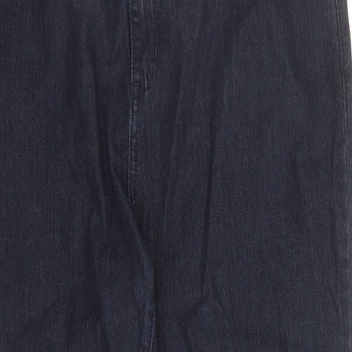 Per Una Womens Blue Cotton Cropped Jeans Size 14 L22 in Regular Zip - Belted