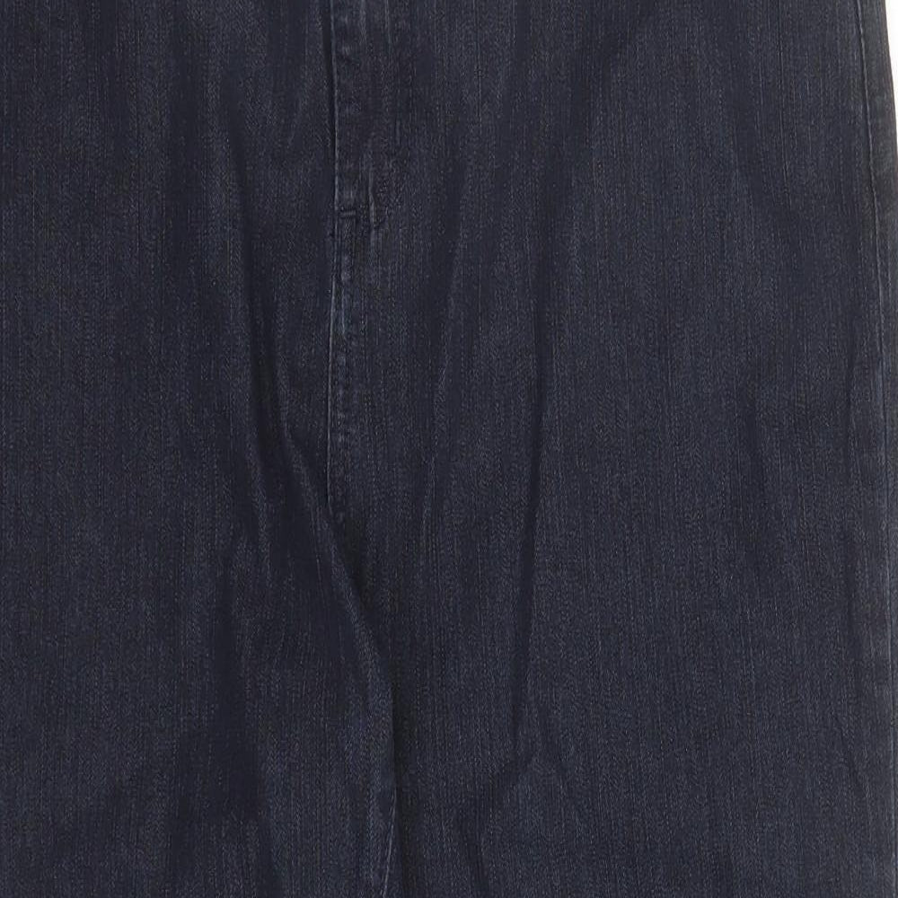 Per Una Womens Blue Cotton Cropped Jeans Size 14 L22 in Regular Zip - Belted