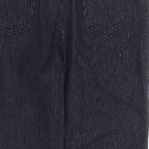 Per Una Womens Blue Cotton Cropped Jeans Size 14 L22 in Regular Zip - Belted