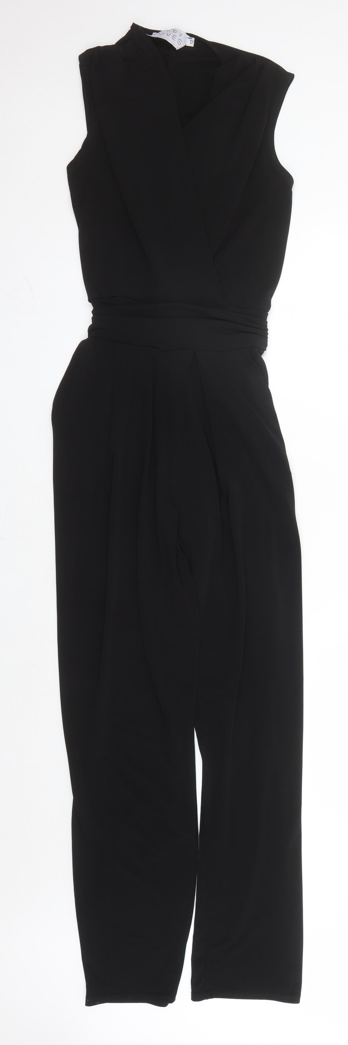 Libby Loves Womens Black Polyester Jumpsuit One-Piece Size 12 L30 in Pullover