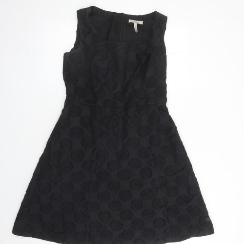 Pepperberry Womens Black Polka Dot Cotton Fit & Flare Size 12 Round Neck Zip - Lined