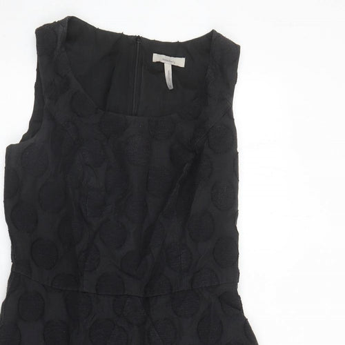 Pepperberry Womens Black Polka Dot Cotton Fit & Flare Size 12 Round Neck Zip - Lined