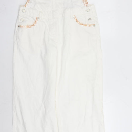 Zara Womens White Lyocell Dungaree One-Piece Size M L32 in Button