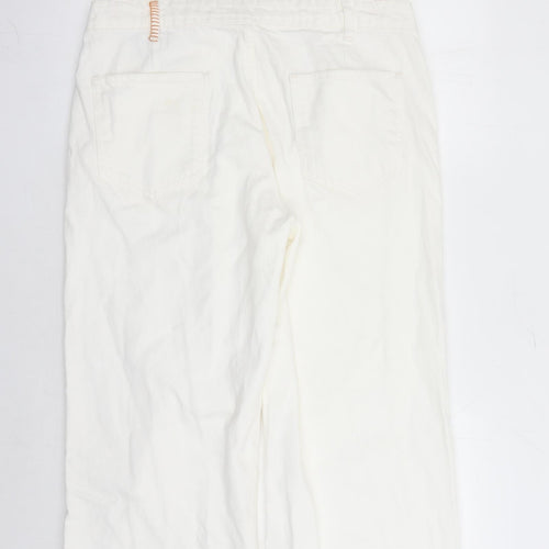 Zara Womens White Lyocell Dungaree One-Piece Size M L32 in Button
