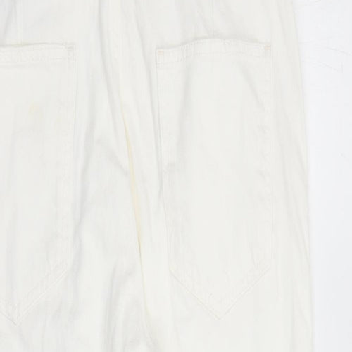 Zara Womens White Lyocell Dungaree One-Piece Size M L32 in Button
