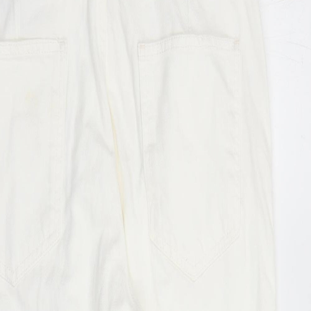 Zara Womens White Lyocell Dungaree One-Piece Size M L32 in Button