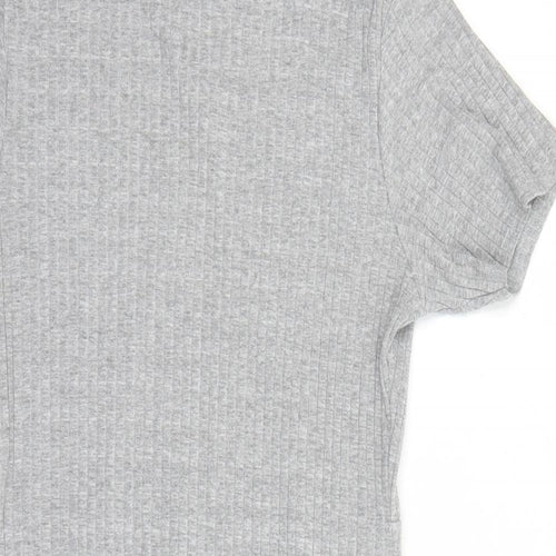Missguided Womens Grey Viscose Bodycon Size 14 Mock Neck Pullover - Open Back Detail