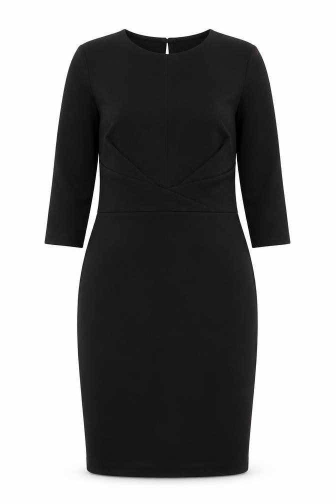 Dorothy Perkins Womens Black Polyester Pencil Dress Size 12 Round Neck Button
