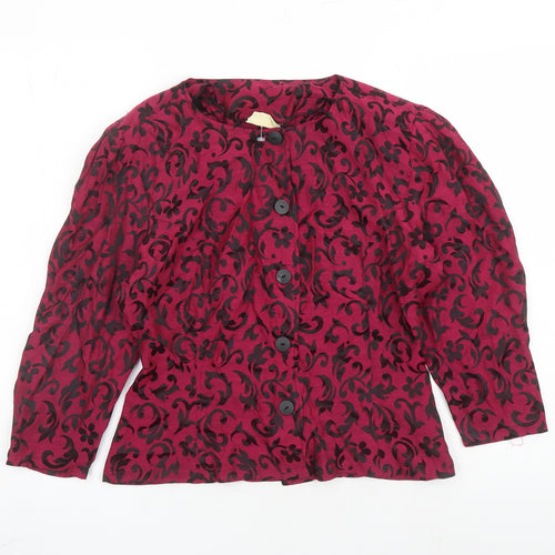 April Fool Womens Purple Geometric Polyester Basic Blouse Size 10 Round Neck - Vintage