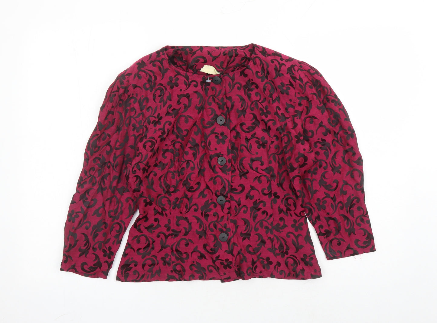 April Fool Womens Purple Geometric Polyester Basic Blouse Size 10 Round Neck - Vintage