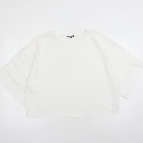 Warehouse Womens White Polyester Basic Blouse Size 10 Round Neck - Sequin Detail