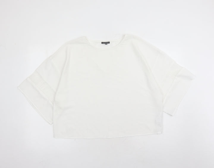 Warehouse Womens White Polyester Basic Blouse Size 10 Round Neck - Sequin Detail