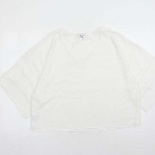 Warehouse Womens White Polyester Basic Blouse Size 10 Round Neck - Sequin Detail